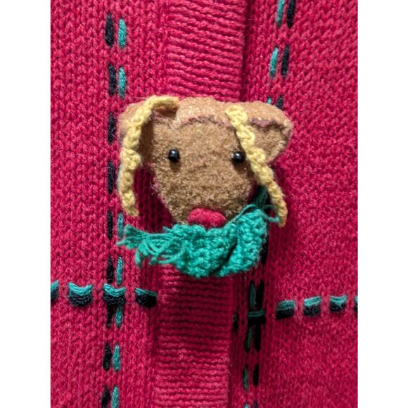 Vintage Lemon Grass Red Ugly Christmas Sweater Cardigan Womens 3X - Picture 4 of 13